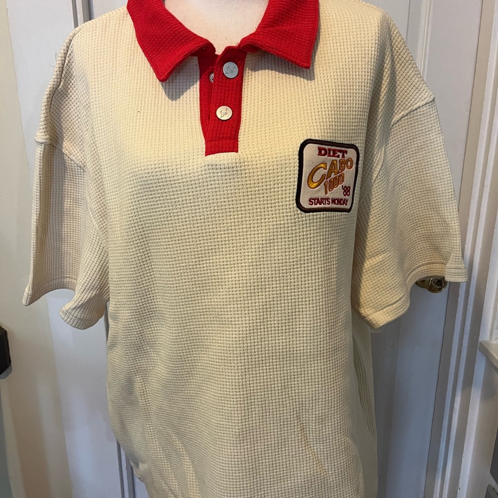 Vintage Polo Shirt with Red Collar
